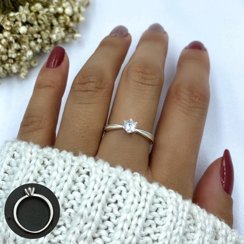 Anel Solitário Zircônia 4mm