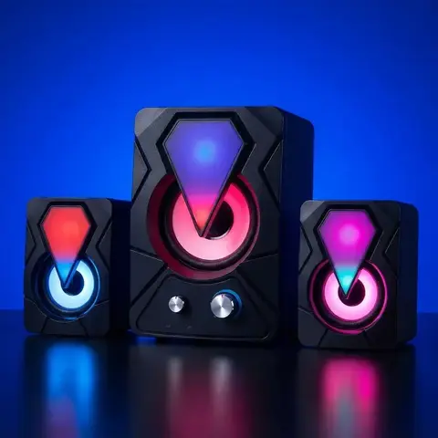Parlante Multimedia Subwoofer 2.1 Usb Luz Rgb Pc E-1306