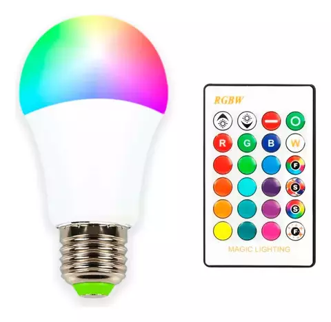 Lampara Foco Led Luz Rgb Control Remoto 16 Colores Bulbo E27