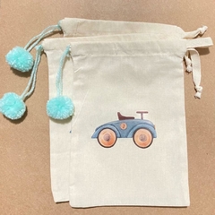 SACOLINHA DE ALGODÃO ESTAMPA CARRO VINTAGE