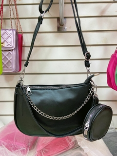 Bolsa Feminina de Ombro Transpassada c/ Corrente Estilo Blogueira + Porta Moeda[8026]