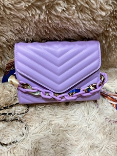 Bolsa Feminina Transversal Alça Corrente Com lenço[6015] - Pinkroxo