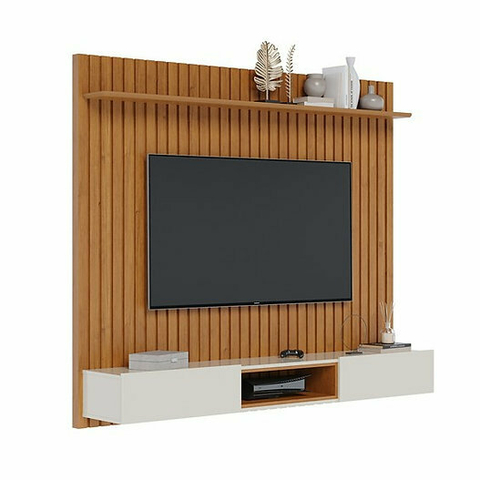Home 180cm Para TV Até 50 Polegadas Loft Ripado - Nature E Off White