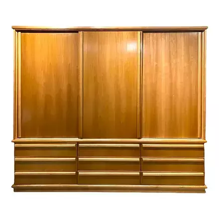 Guarda Roupa 2.40m Boleado de Casal 3 Portas de Correr - Madeira