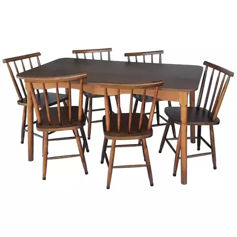 Jogo de Jantar Colonial Brisa Mesa 137X80 cm + 06 Cadeiras Imbuia Rustico