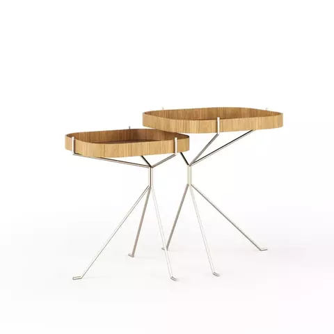 Conjunto Mesa Lateral Contemporâneo Elo em Madeira