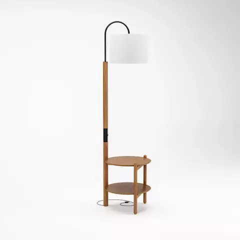 Luminaria Com Mesa Auxiliar Agatha com Metais Preto