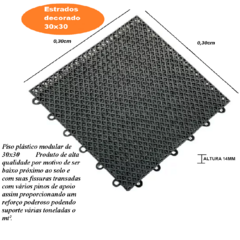 Estrados Piso Plástico 30x30 Kit c/ 12 Pç Preto - comprar online