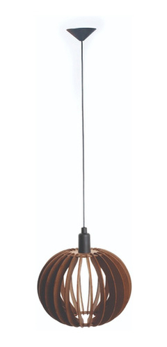 Pendente Luminária Lustre Madeira Redondo E-27 - Bela Art Mdf