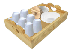 Kit 1 Bandeja Coração 6xicara C/pires 1açucareiro Liquidação