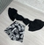 Conjunto estampa preta cropped babado + saia