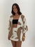 Conjunto kimono e short-saia Bianca Off com marrom - comprar online
