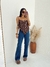 Cropped lenço ponta estampa marrom étnica dupla face - loja online