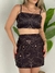 Conjunto Liz Cropped e saia estampa noite brilhante