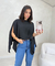 Bata capa com top preta boho chic - comprar online