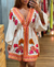 Vestido Yanna curto manga longa estampa floresça na internet