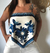 Cropped lenço ponta dupla face estampa azul floral - loja online