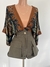 Cropped multiformas manga morcego estampa flor do deserto azul - loja online