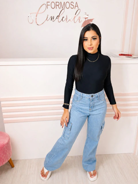CALÇA JEANS CARGO
