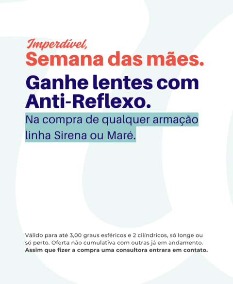 Imagem do banner rotativo Ótica Sirena | Óculos de Grau | Ótica Online