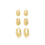Brinco Trio de Argolas Lisas Banhado a Ouro 18k - comprar online
