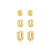 Brinco Trio de Argolas Lisas Banhado a Ouro 18k - comprar online