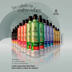 Kit Shampoo e Condicionador e Creme Pentear Vibes Hidratação e Força Corpo Dourado 300ml