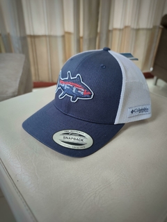 Gorra Columbia Pfg Pez Azul Malla Blanca - Virtual Container