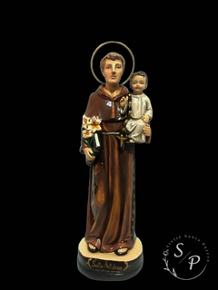Imagem de Santo Antônio em Gesso Pintada à mão com Detalhe na auréola vazada
