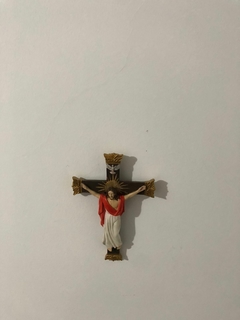 Imagem de Crucifixo com Jesus Ressuscitado em Gesso Pintada à mão com detalhe do Espírito Santo - loja online