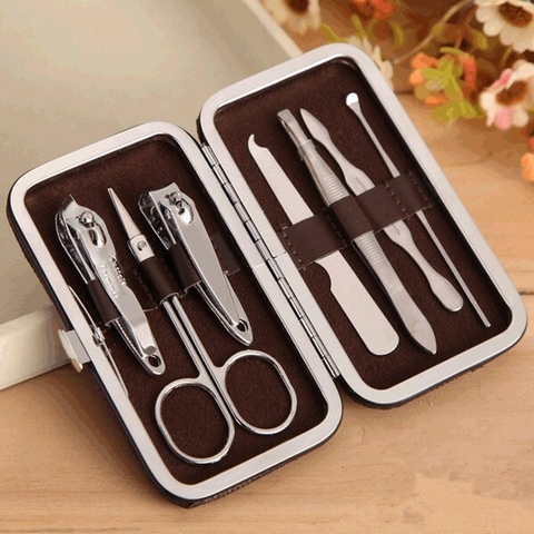 Kit Manicure Pedicure Tesoura Pinça Prego Conjunto de Ferramentas 7 Pçs
