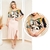 Conjunto Saia Midi com cinto e Blusa Estampada Mariana