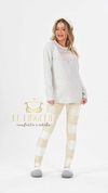 Pijama ML xadrez/mescla com legging