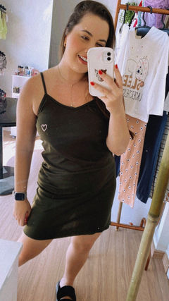 Camisola de Alça Ribana Verde musgo