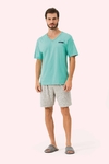 Pijama Masculino Verde Agua/quadriculado