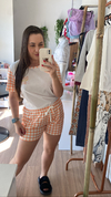 Short doll Laranja Xadrez