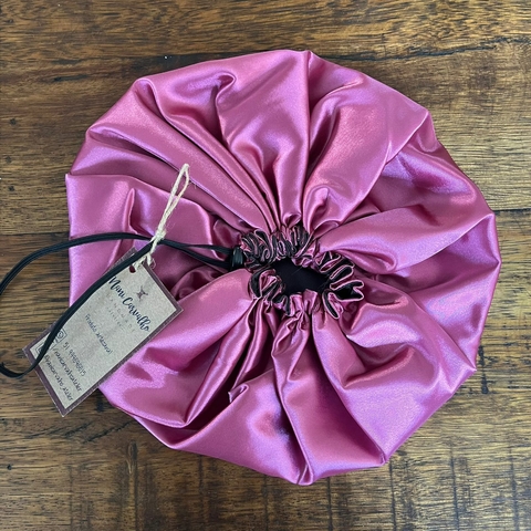 Touca de Cetim Rosa/Preto