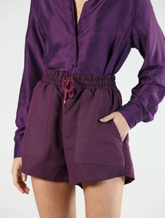 Short linho/modal cós de elástico - Paula - roxo - comprar online