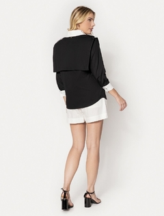 CAMISA BICOLOR OVERSIZED DE ALGODÃO CERTIFICADO - AMANDA - PRETA - loja online