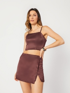 SHORT SAIA ALFAIATARIA - RAFAELA - MARROM