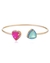 Bracelete Ponta Coração Triângulo Cristais e Zircônias - Banho de Ouro 18K