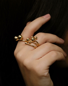 Anel Duas Esferas - Prata925 Banho Ouro18k - comprar online