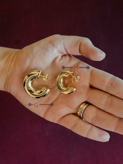 Argola Tubo Eletroformação M - Banho Ouro 18k na internet