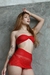 BANDEAU Y POLLERA DE ENCAJE ROJO 1017