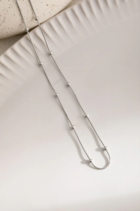 CADENA Acero Ratón con Bolitas 1.2mm x45cm