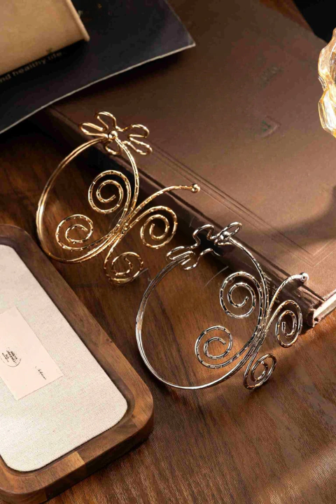 Brazalete Fantasia Dorado y Plateado Mariposa