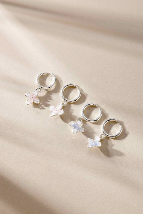 ARO Argolla Acero Blanco Clip con Flor de Multistrass x12 Pares