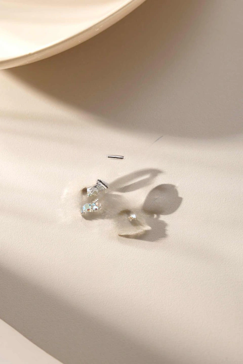 ARO Argolla Acero Blanco con Dije Corazón y Strass x12 Pares (2)