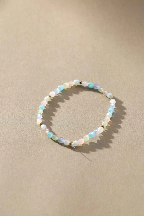 PULSERA con Terminación Acero Dorado y Cristal (261)