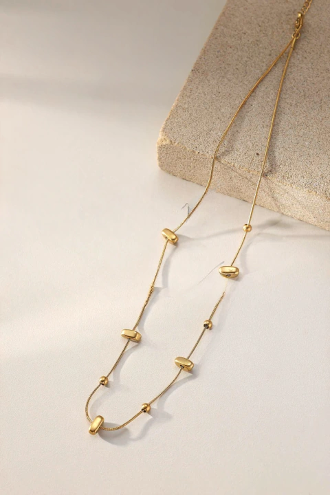 CADENA Acero Dorado con Bolitas Intercaladas (904)